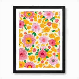 Anemone Floral Print Retro Pattern2 Flower Art Print