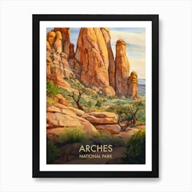 Arches National Park Watercolour Vintage Travel Poster 3 Art Print