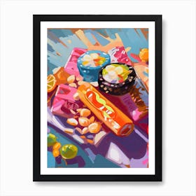 Sushi Rolls Oil Painting 3 Art Print