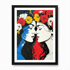 Two Women Kissing, Pop Art Art Print