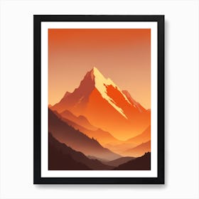 Misty Mountains Vertical Composition In Orange Tone 64 Art Print