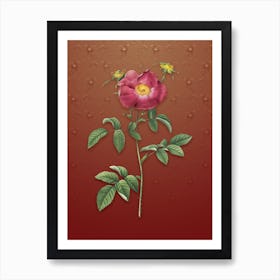 Vintage Stapelia Rose Bloom Botanical on Falu Red Pattern Art Print