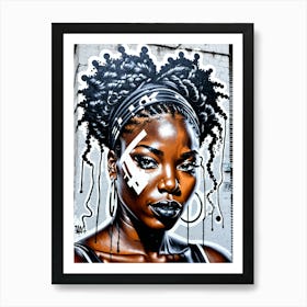 Graffiti Mural Of Beautiful Black Woman 383 Art Print