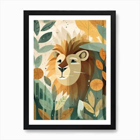 Lion Jungle Cartoon Illustration 1 Art Print