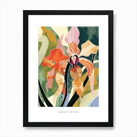 Colourful Flower Illustration Poster Monkey Orchid 2 Art Print