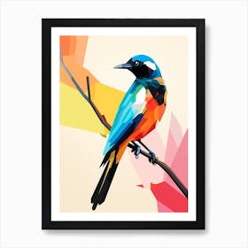 Colourful Geometric Bird Magpie 6 Art Print