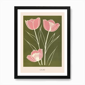 Pink & Green Lilac 1 Flower Poster Art Print