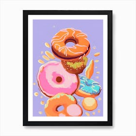 Colourful Donuts Illustration 6 Art Print