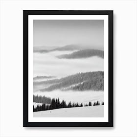 Panorama, Canada Black And White Skiing Poster Art Print