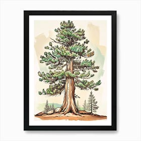 Sequoia Tree Storybook Illustration 1 Art Print