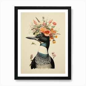 Bird With A Flower Crown Loon 4 Art Print