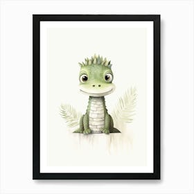 Watercolour Jungle Animal Baby Crocodile 4 Art Print