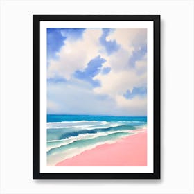 Anse Chastanet Beach, St Lucia Pink Watercolour Art Print