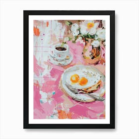 Pink Breakfast Food Eggs Benedict 3 Art Print