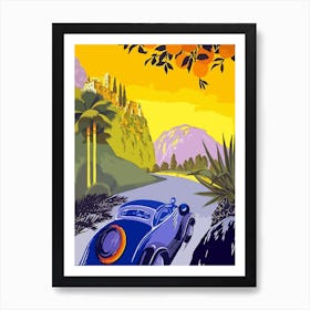 Greece By Car, Vintage Travel Poster Art Print