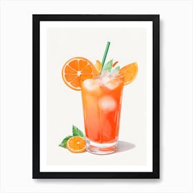 Aperol With Ice And Orange Watercolor Vertical Composition 13 Art Print