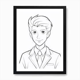 Person In Suit With Tie Colouring Book Style 1 Poster