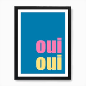 Pink & Yellow ‘Oui Oui’ Bathroom Art Print