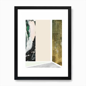 Textured Abstract Peach and Green Rectangles Art Print