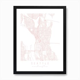 Seattle Washington Light Pink Minimal Street Map Art Print