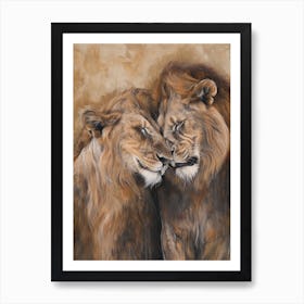 Barbary Lion Rituals Acrylic Painting 4 Art Print