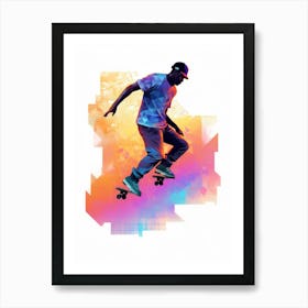 Skateboarding In Athens, Greece Gradient Illustration 4 Art Print