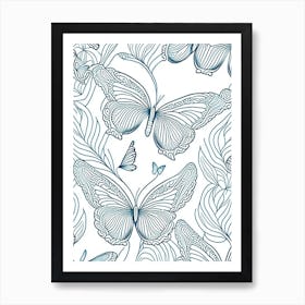 Butterfly Flying In Sky William Morris Inspired 1 Art Print