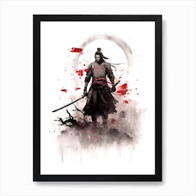 Samurai Sumi E Illustration 7 Art Print