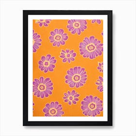 Lilac Floral Print Retro Pattern 1 Flower Art Print