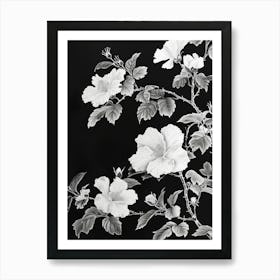 Great Japan Hokusai Monochrome Flowers 132 Art Print