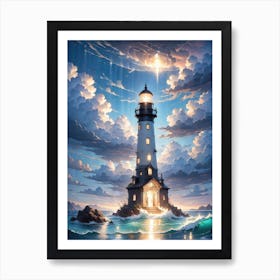 A Lighthouse In The Middle Of The Ocean 53 Art Print