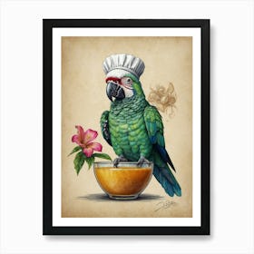 Chef Parrot Art Print