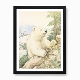 Storybook Animal Watercolour Polar Bear 2 Art Print