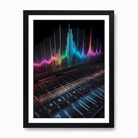 Computer Screen With Colorful Lines Art Print