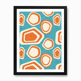 Day At The Lake  Blue Orange Art Print