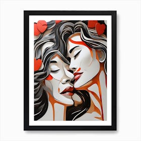 Two Women Kissing 1 Art Print