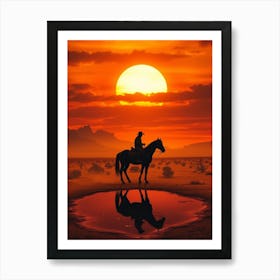 Cowboy In The Desert Art Print