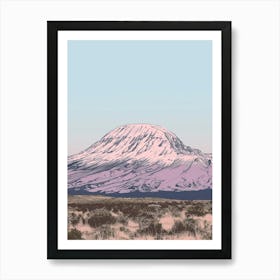 Mount Meru Tanzania Color Line Drawing (8) Art Print