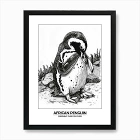 Penguin Preening Their Feathers Poster Art Print