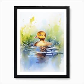 Duckling Splashing Around 4 Art Print
