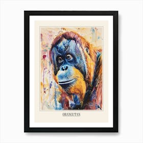 Orangutan Colourful Watercolour 1 Poster Art Print