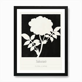 Black Ink Floral Silhouette, Modern Scandi Flower Market Art Print