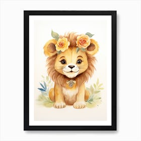 Crafting Watercolour Lion Art Painting 3 Art Print