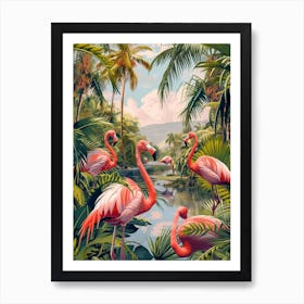 Greater Flamingo Italy Tropical Illustration 5 Art Print