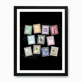 Postage Stamps taylor swift album titles Art Print