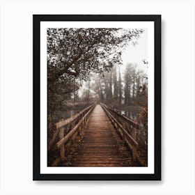 Wooden Bridge Over Pond Art Print