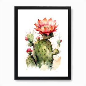 Melocactus Cactus Watercolour Drawing 4 Art Print