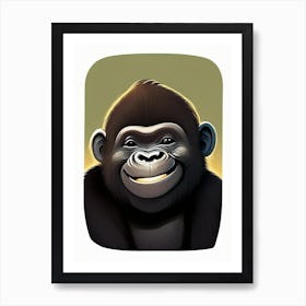 Baby Gorilla Smiling, Gorillas Cute Kawaii 4 Art Print