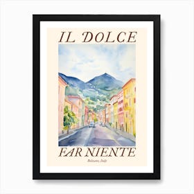 Il Dolce Far Niente Bolzano, Italy Watercolour Streets 2 Poster Art Print