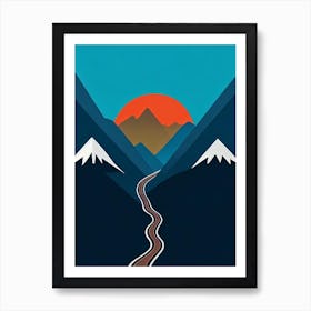 Mount Hutt, New Zealand Modern Illustration Skiing Poster Art Print